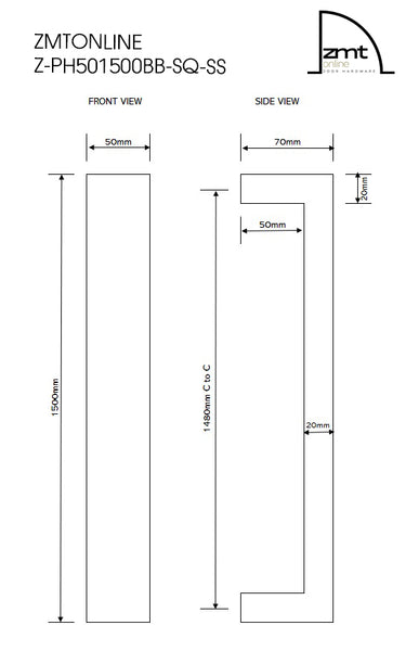 Stainless Steel 1500mm Entry Door pull Handle set Urban Series