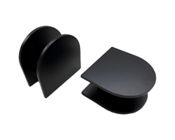 Modern Matt Black 220 D-Plate Entry Door Pull Handles (Pair) - Curve Design