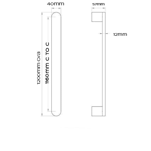 1200mm Solid Stainless steel Entry pull handle set - Brushed Gunmetal finish " CURVE SERIES"