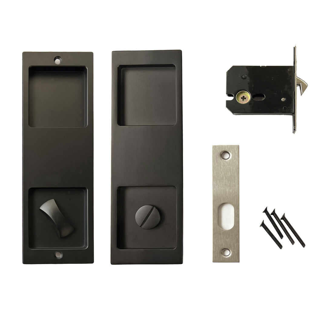 Matt Black Privacy Lockset Sliding Door Luxe Series