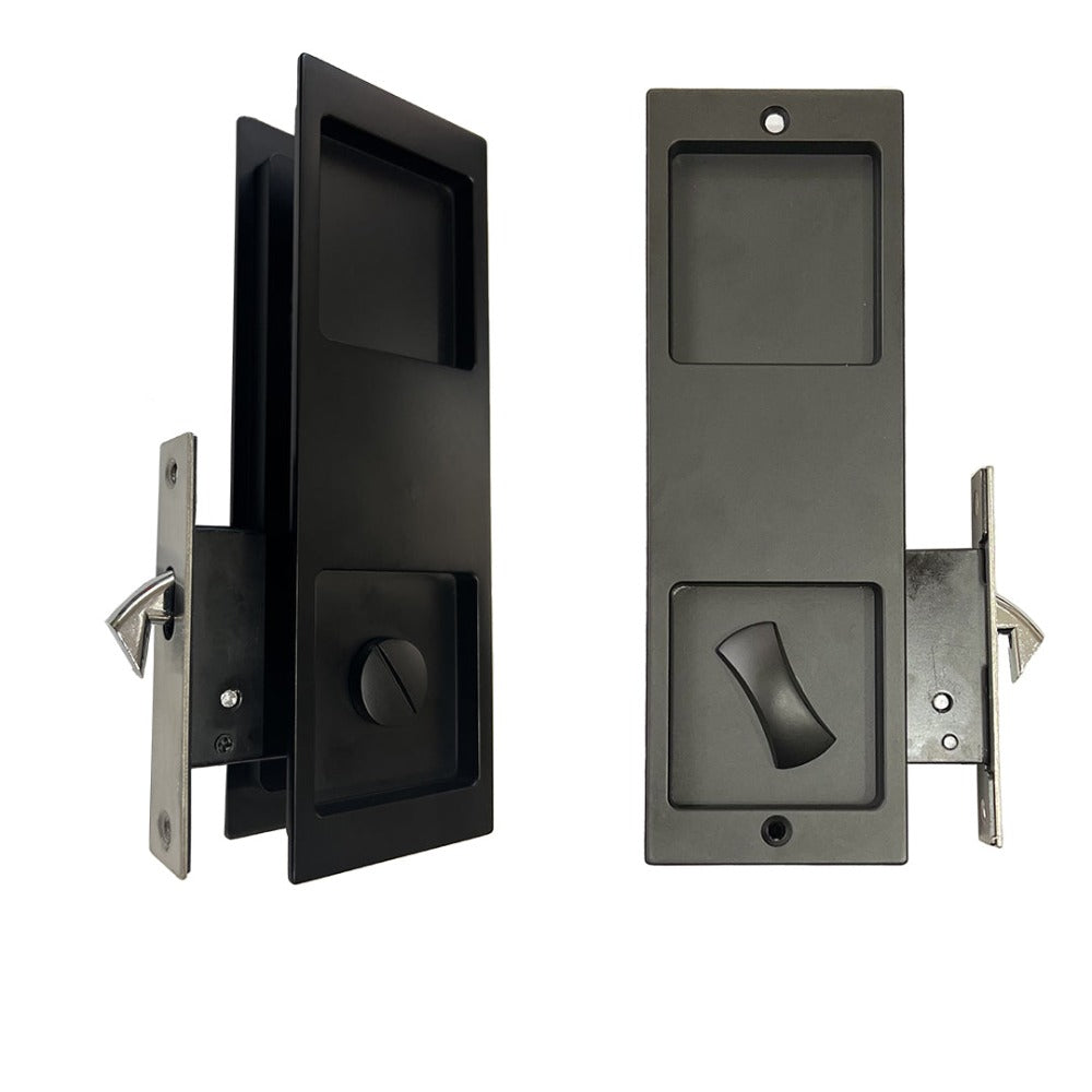 Matt Black Privacy Lockset Sliding Door Luxe Series