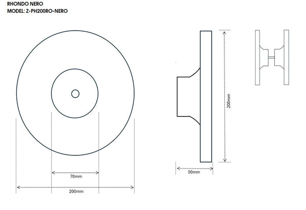 Round Black Marble Entry Door Handles (Pair) - RHONDO Nero Stone Pull Set