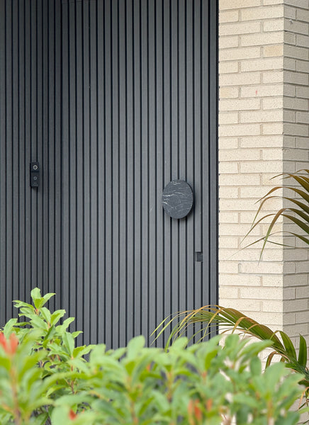 Round Black Marble Entry Door Handles (Pair) - RHONDO Nero Stone Pull Set