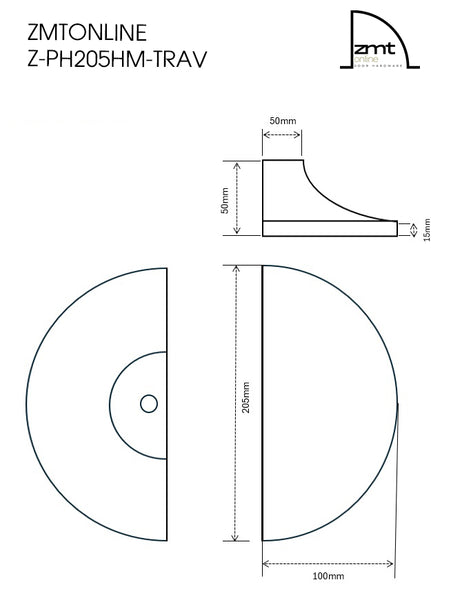 Natural Travertine Half Moon Entry Door Pull Handles (Pair) - MEZZA LUNA Stone Set