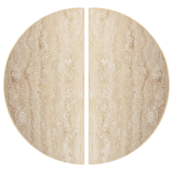 Natural Travertine Half Moon Entry Door Pull Handles (Pair) - MEZZA LUNA Stone Set