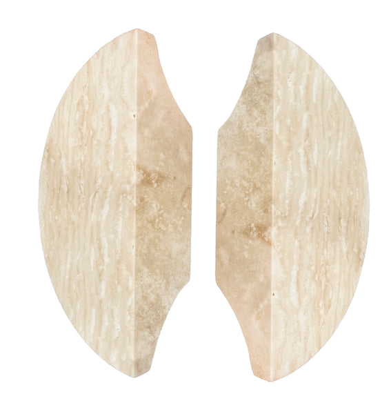Natural Travertine Half Moon Entry Door Pull Handles (Pair) - MEZZA LUNA Stone Set