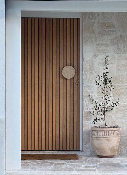 Natural Travertine Round Entry Door Pull Handles (Pair) - RHONDO Stone Set