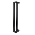 matt black offset square entry door pull handles set made from stainless steel.