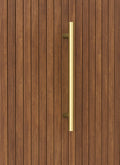 Timber door with a Brushed brass handle