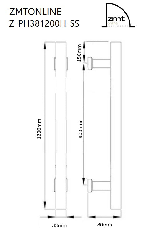 Stainless Steel 1200mm Entry Door Pull Handles - Pair