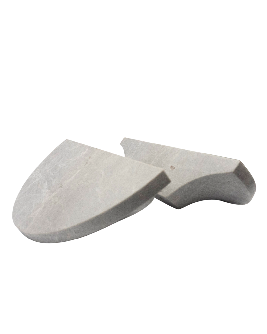 Tundra Grey Marble Half Moon Entry Door Pull Handles (Pair) - MEZZA LUNA Set