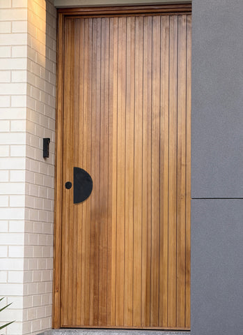 Matt Black Half Moon Entry Door Pull Handles- MEZZA LUNA 300 (Pair)