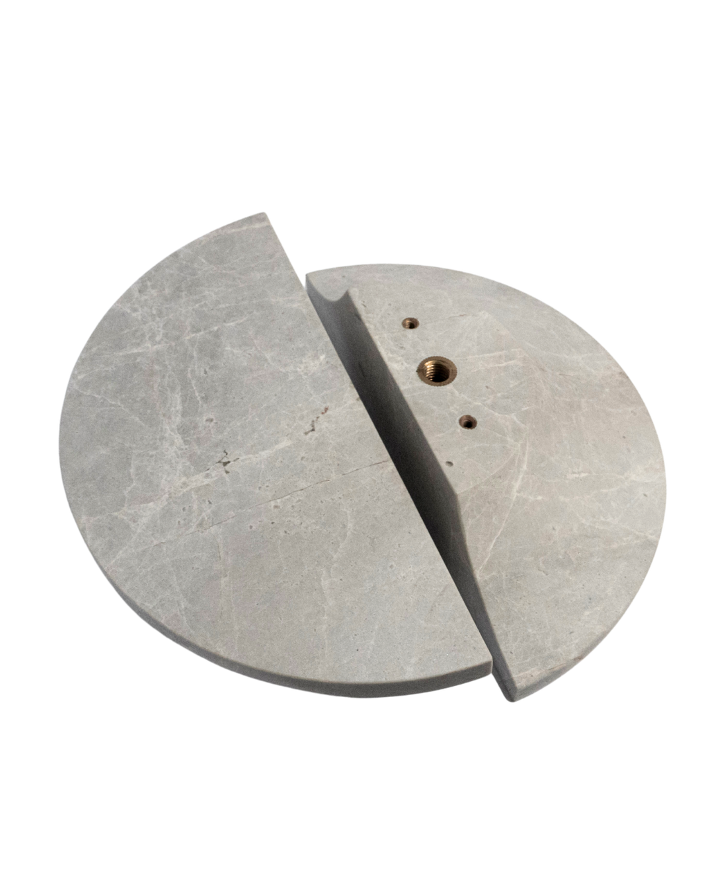 Tundra Grey Marble Half Moon Entry Door Pull Handles (Pair) - MEZZA LUNA Set