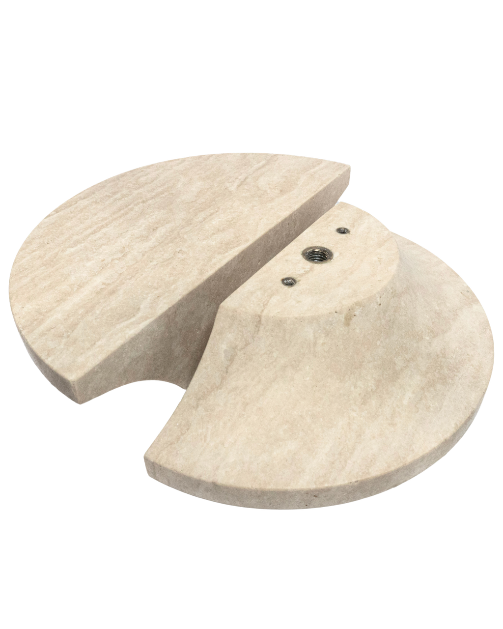 Natural Travertine Half Moon Entry Door Pull Handles (Pair) - MEZZA LUNA Stone Set