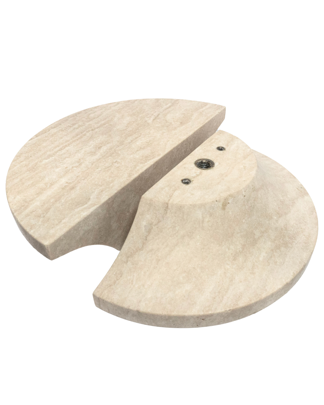 Natural Travertine Half Moon Entry Door Pull Handles (Pair) - MEZZA LUNA Stone Set