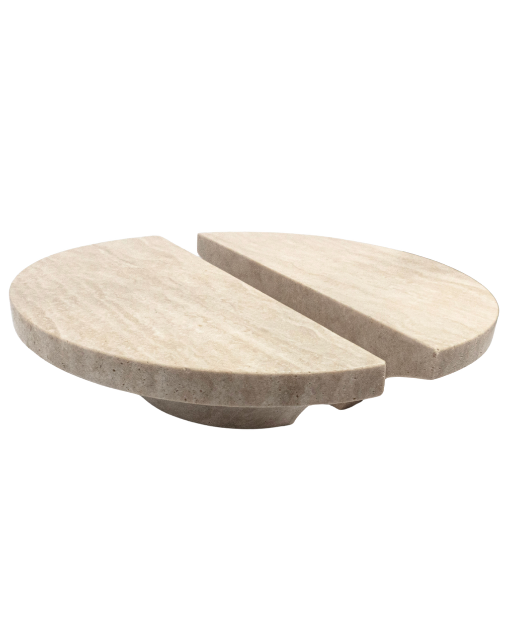 Natural Travertine Half Moon Entry Door Pull Handles (Pair) - MEZZA LUNA Stone Set