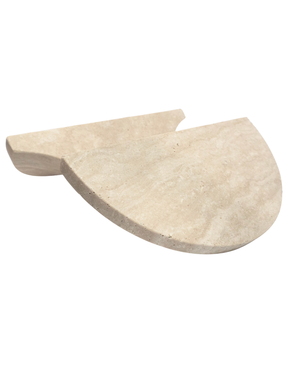 Natural Travertine Half Moon Entry Door Pull Handles (Pair) - MEZZA LUNA Stone Set
