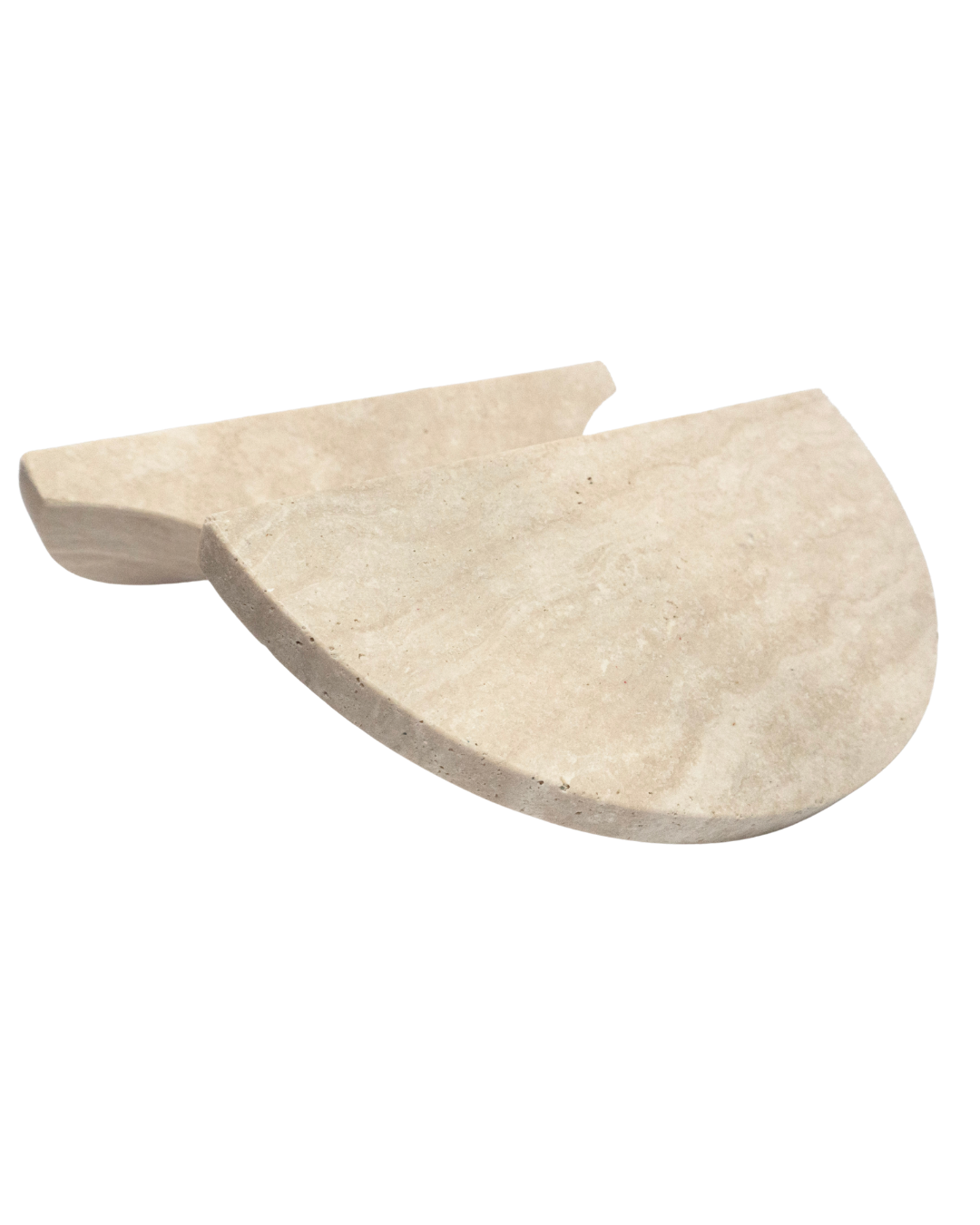 Natural Travertine Half Moon Entry Door Pull Handles (Pair) - MEZZA LUNA Stone Set