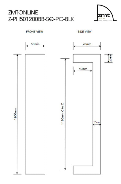 Matt Black 1200mm Entry Door pull Handle set - (Urban Series)