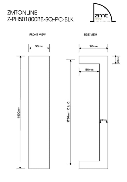 Matt Black 1800mm Entry Door pull Handle set - (Urban Series)