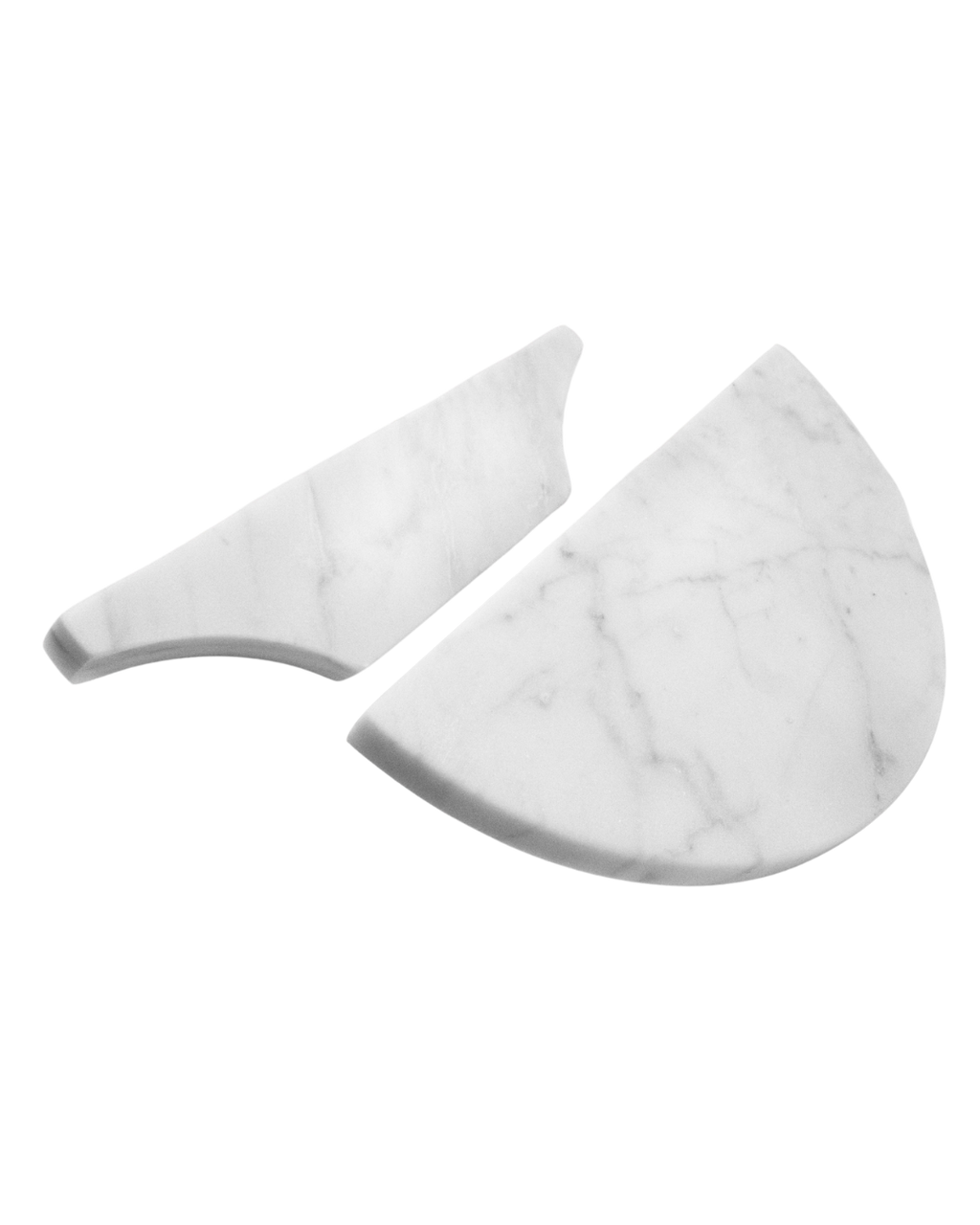 Carrara White Marble Half Moon Entry Door Pull Handles (Pair) - MEZZA LUNA Set