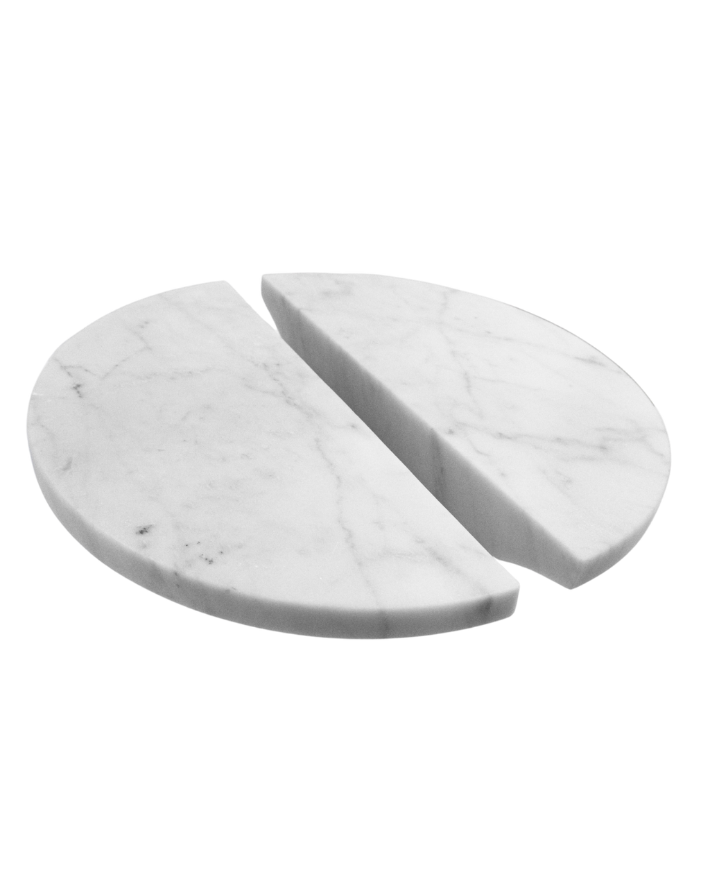 Carrara White Marble Half Moon Entry Door Pull Handles (Pair) - MEZZA LUNA Set