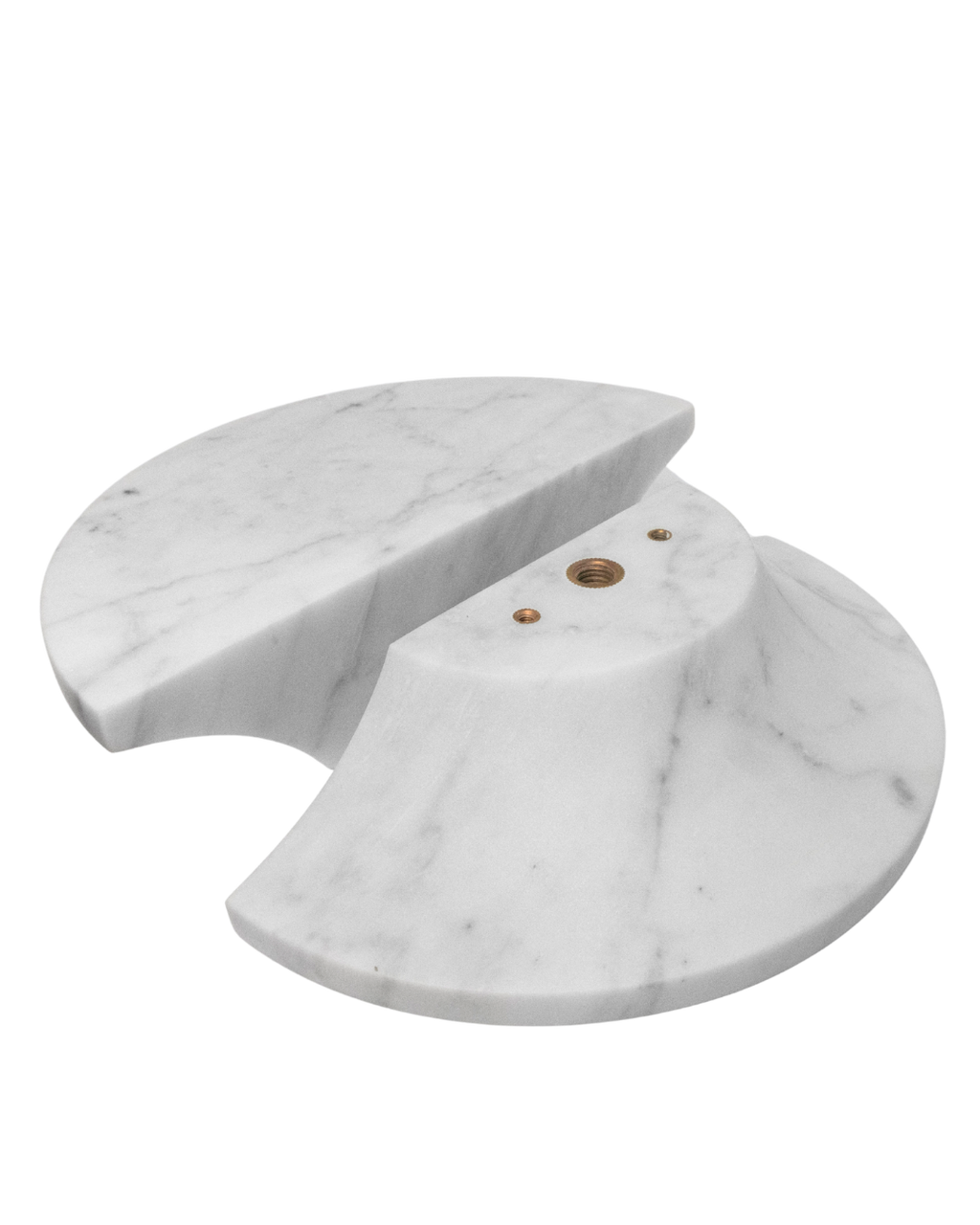 Carrara White Marble Half Moon Entry Door Pull Handles (Pair) - MEZZA LUNA Set