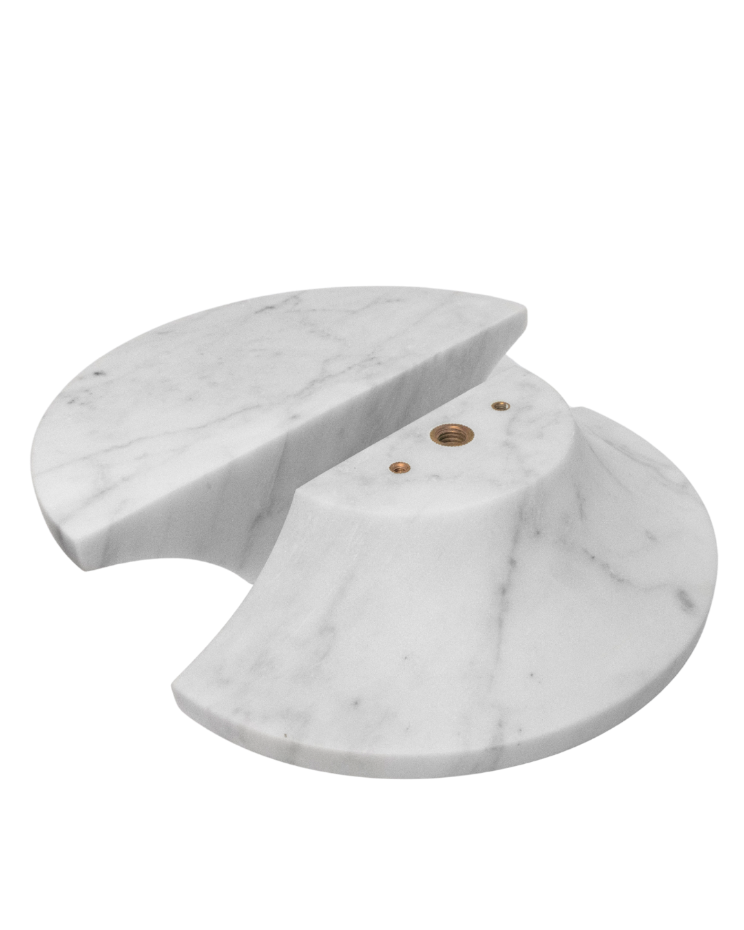 Carrara White Marble Half Moon Entry Door Pull Handles (Pair) - MEZZA LUNA Set
