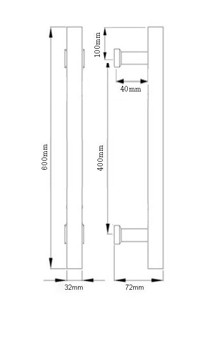 Stainless Steel 600mm Entry Door Pull Handles - Pair diagram