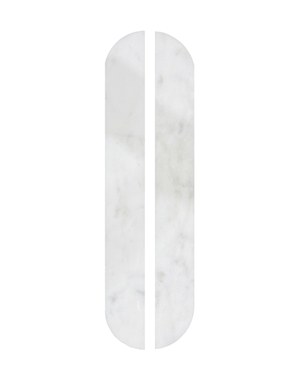 Stone Cupboard Pull Handle Pair 320mm – Carrara White Marble Cabinet Handles for Wardrobes & Drawers