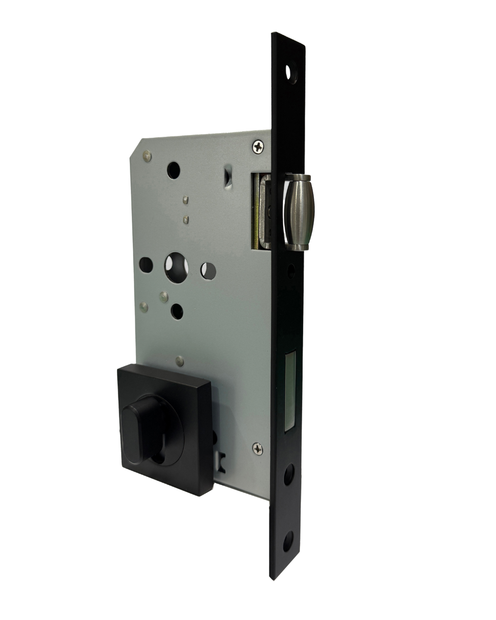 Matt Black Roller Mortice Lock with Square Escutcheon