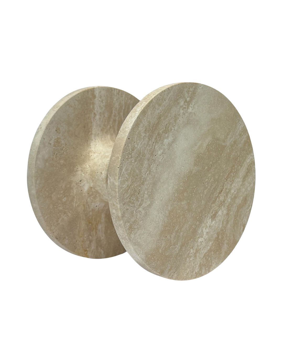 Natural Travertine Round Entry Door Pull Handles (Pair) - RHONDO Stone Set