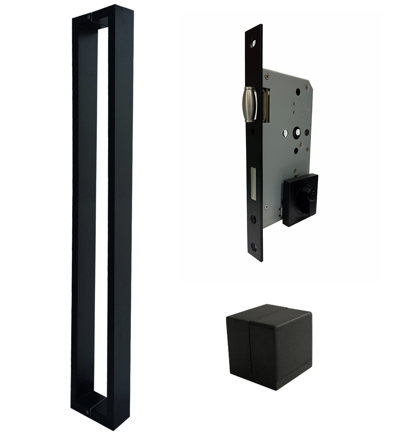 MATT BLACK 900mm Entry Door Set Bundle - SQUARE Escutcheon