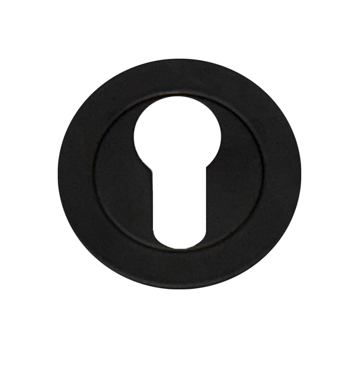 Matt Black Round Euro Cylinder Escutcheon
