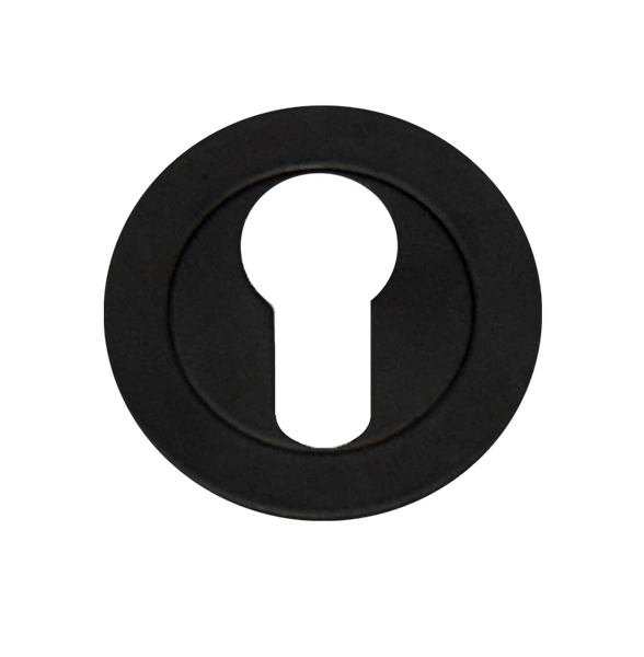 Matt Black Round Euro Cylinder Escutcheon
