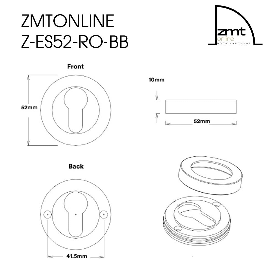 Brushed Brass Round Euro Cylinder Escutcheon