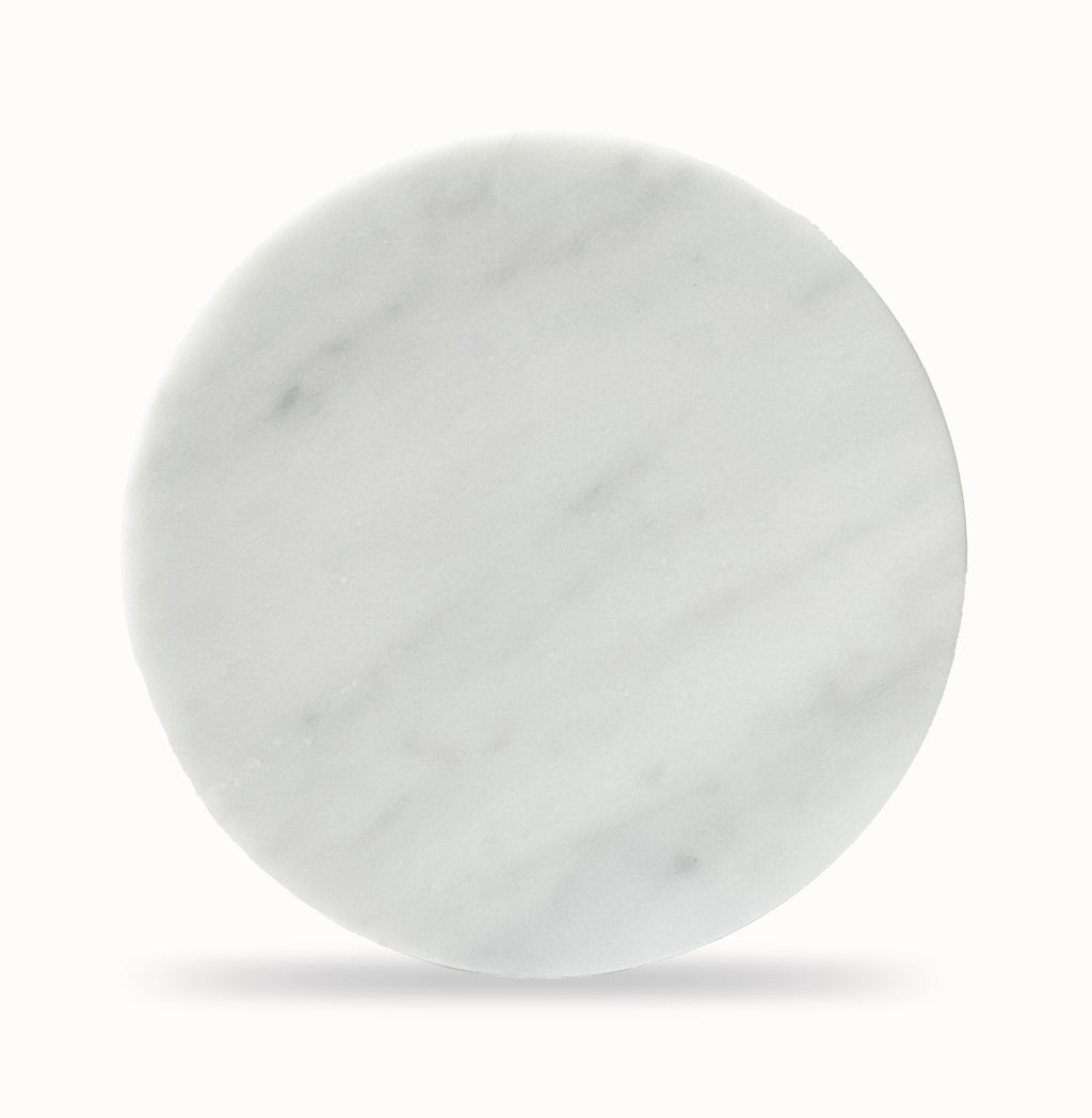 White Carrara Marble Round Entry Door Handles (Pair) - RHONDO Stone Pull Set