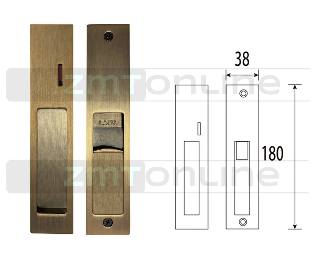 Matt Brushed Dark Bronze Privacy Lock - Sliding Door - Slimline Series