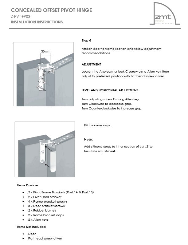 Concealed Offset Pivot Hinge