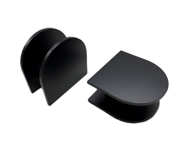 Modern Matt Black 220 D-Plate Entry Door Pull Handles (Pair) - Curve Design