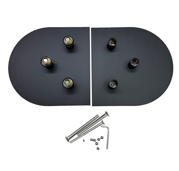 Modern Matt Black D-Plate Entry Door Pull Handles (Pair) - Curve Design