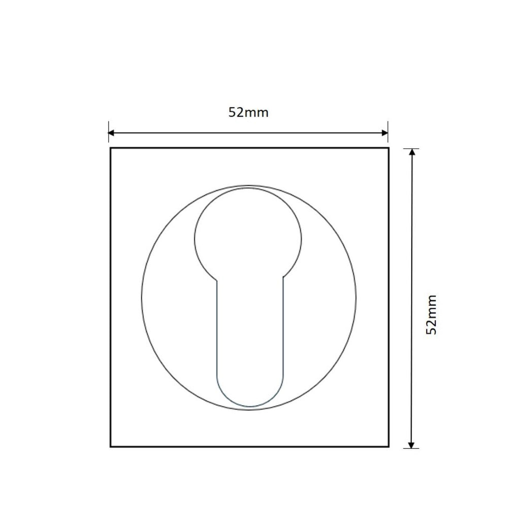 Matt Black Square Euro Cylinder Escutcheon