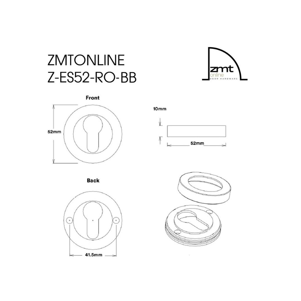 Brushed Brass Round Euro Cylinder Escutcheon