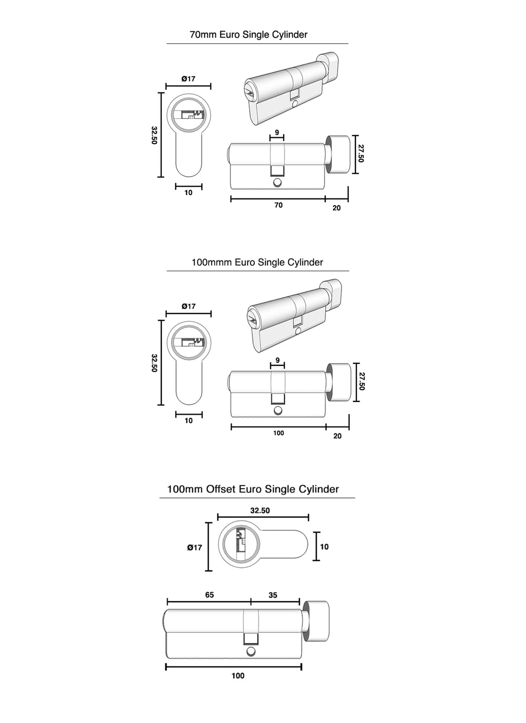 Brushed Brass Roller Mortice Lock with Square Escutcheon