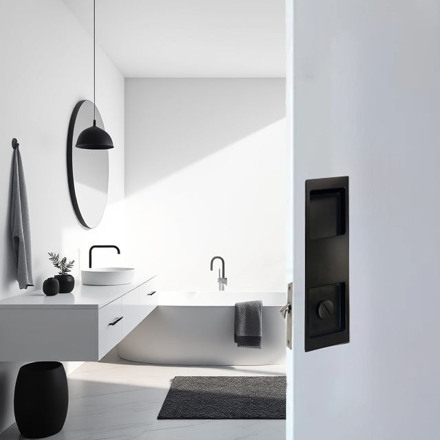 Matt Black Privacy Lockset - Sliding Door - Luxe Series