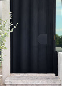 Modern Matt Black D-Plate Entry Door Pull Handles (Pair) - Curve Design