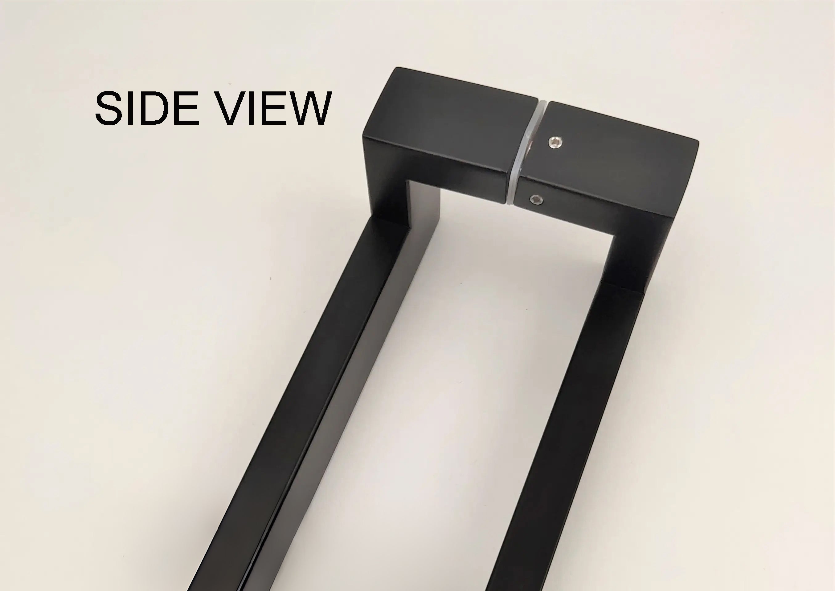 Matt black Offset entry door pull handle set close up