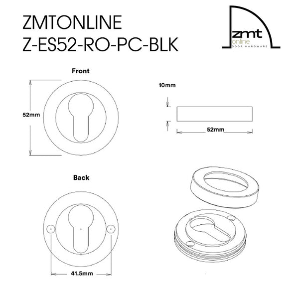 Matt Black Round Euro Cylinder Escutcheon