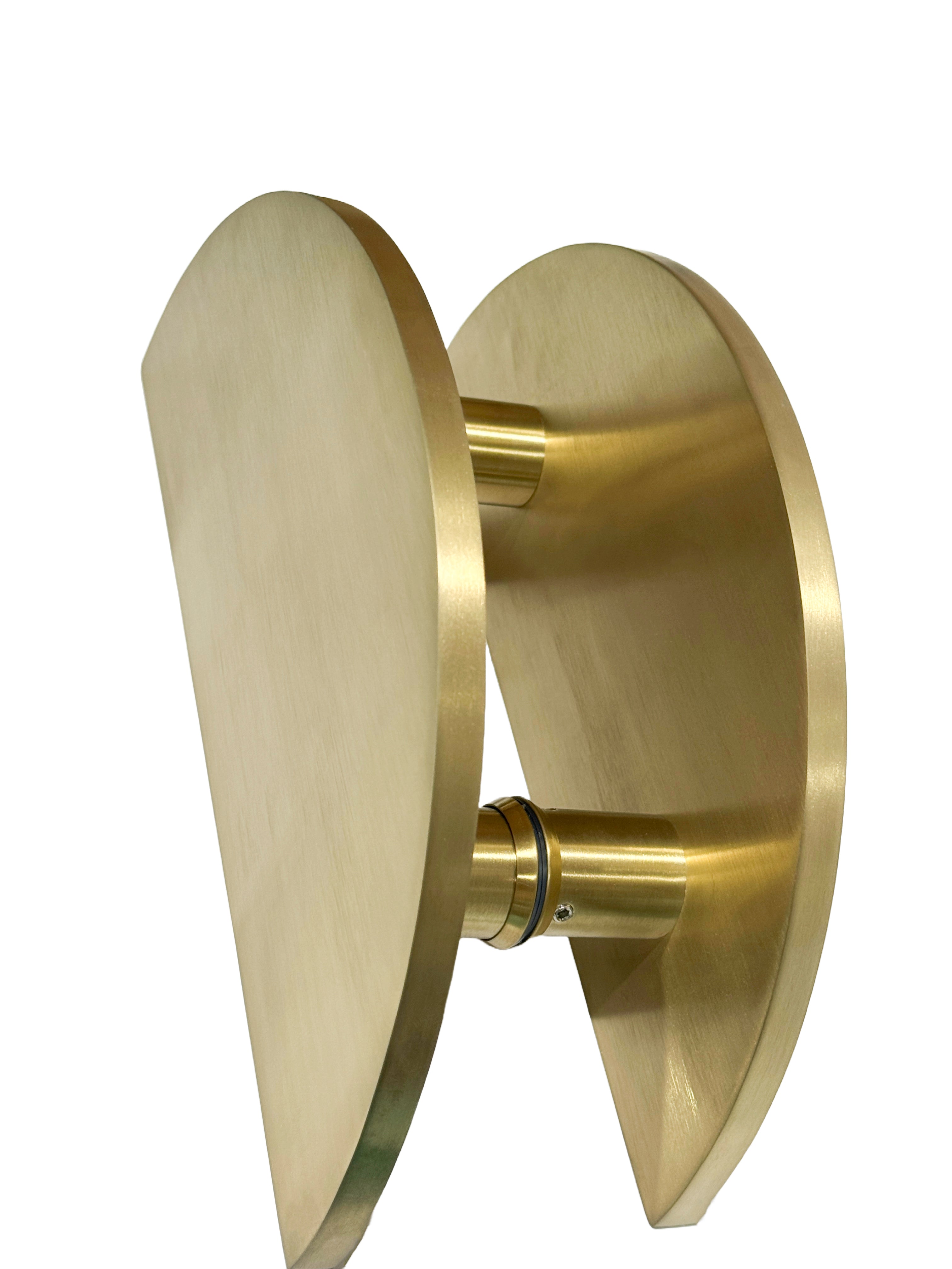 Brushed Brass Half Moon Entry Door Pull Handles- MEZZA LUNA 300 (Pair)