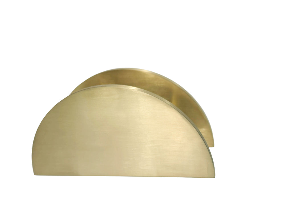 Brushed Brass Half Moon Entry Door Pull Handles- MEZZA LUNA 300 (Pair)